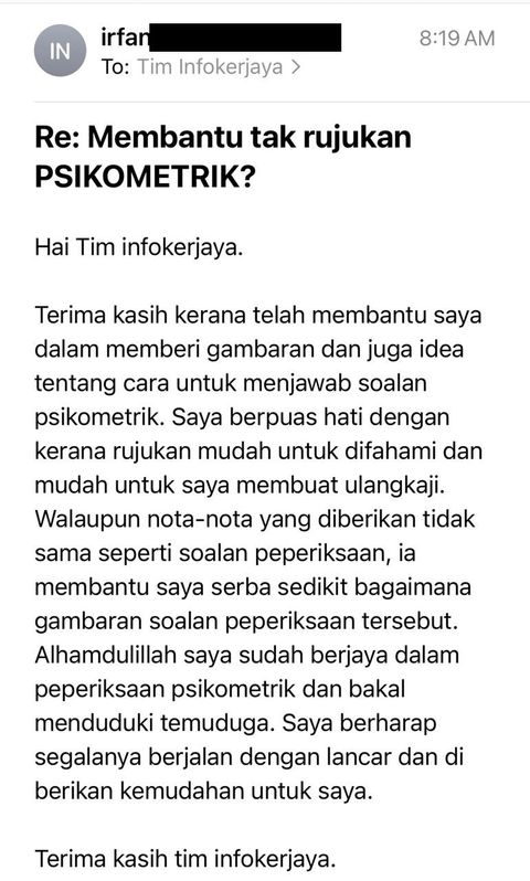 testimoni pembeli rujukan psikometrik