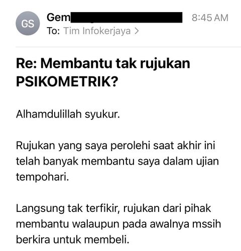 testimoni pembeli rujukan psikometrik